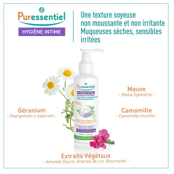 Puressentiel Hygiène intime huile micellaire nettoyante bio