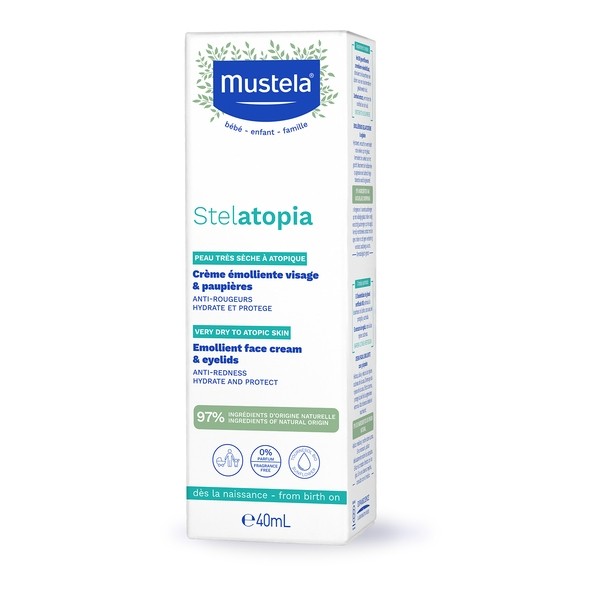 Mustela Stelatopia crème émolliente visage bébé