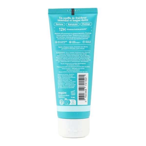 Respire Dentifrice Fraicheur Intense