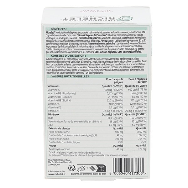 Richelet Hydratation de la peau capsules