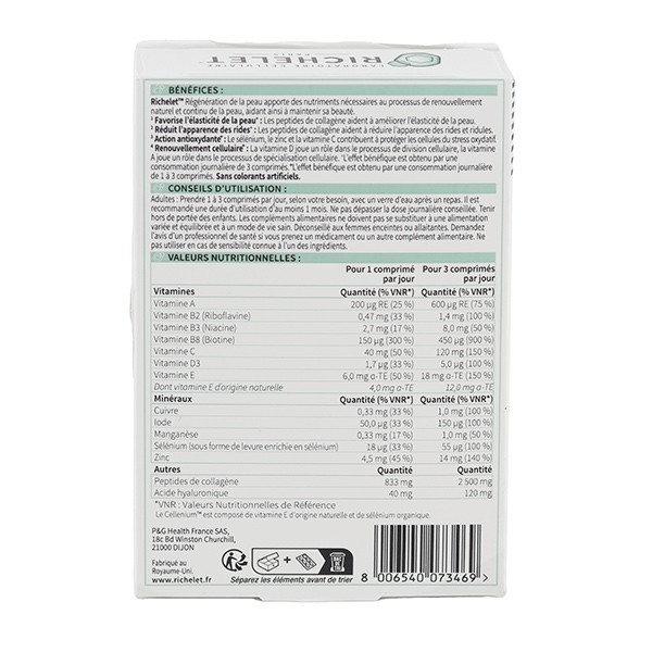 Richelet Régénération de la peau comprimés
