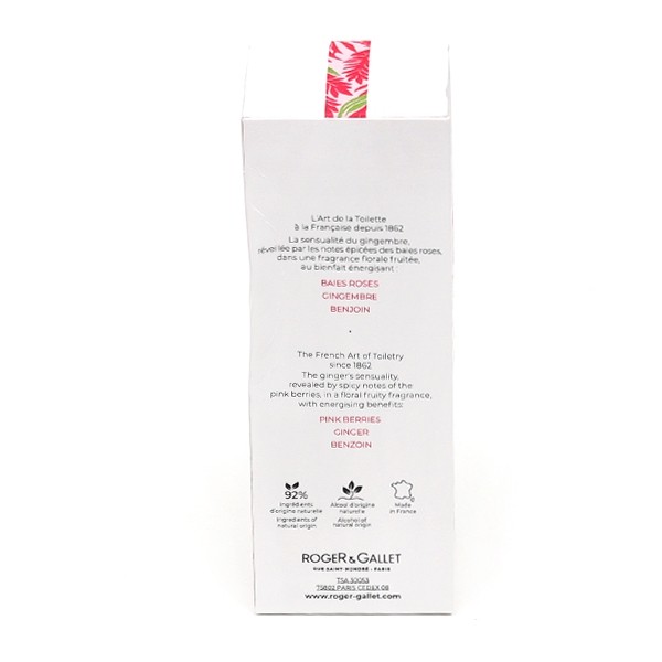 Roger et Gallet eau parfumée bienfaisante Gingembre Rouge