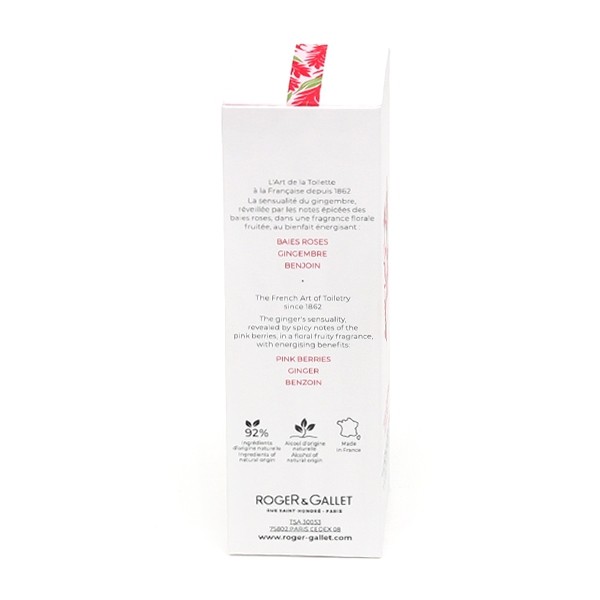 Roger et Gallet eau parfumée bienfaisante Gingembre Rouge