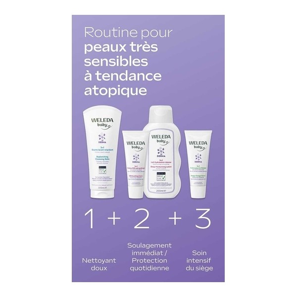 Weleda Bébé Crème pour le change 3 en 1 mauve blanche Bio
