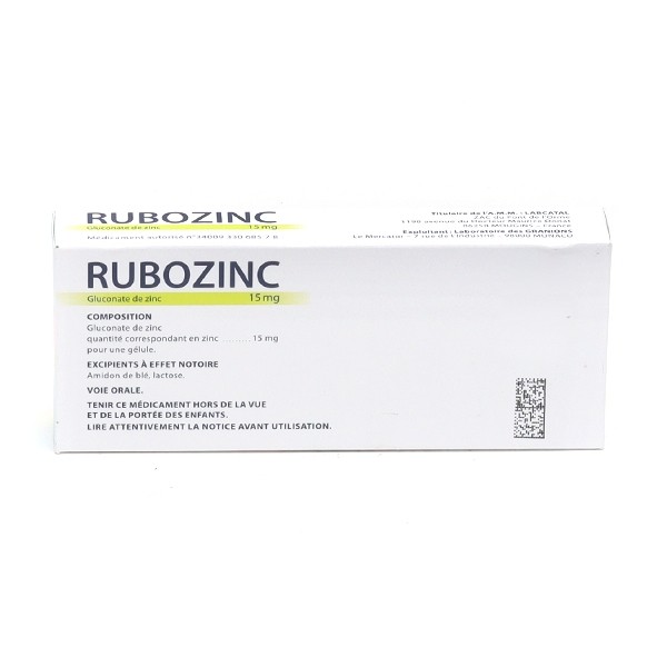 Rubozinc 15 mg gélules Acné