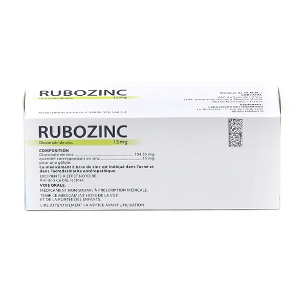 Rubozinc 15 mg gélules Acné