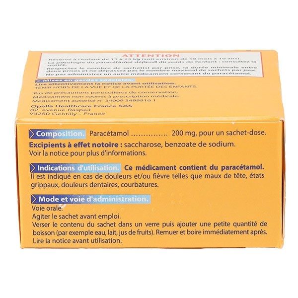 Doliprane 200 mg  poudre en sachets