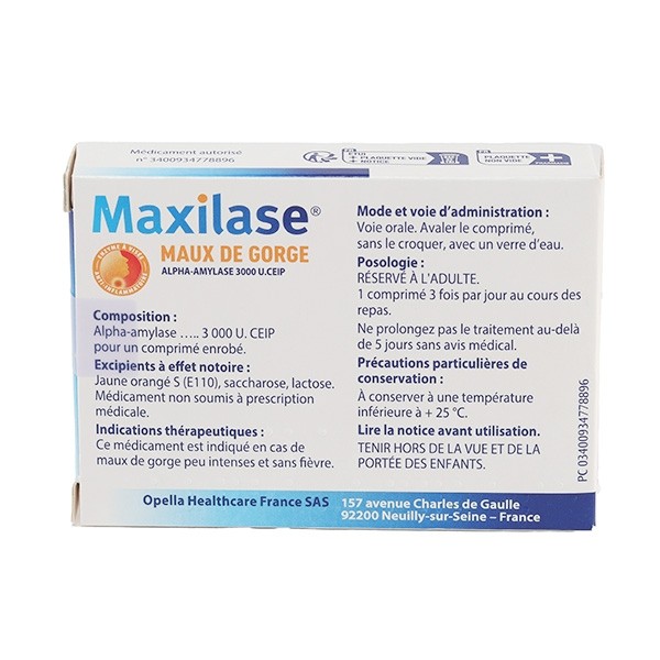 Maxilase comprimé Mal de gorge