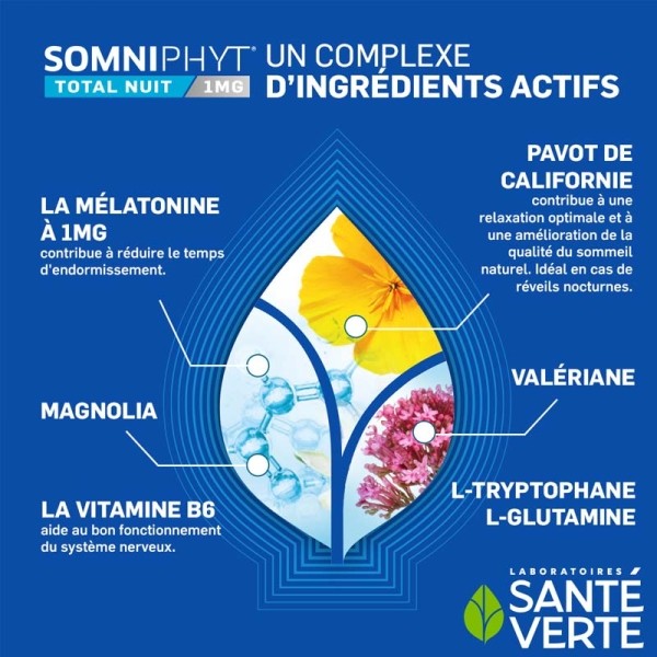 Santé Verte Somniphyt Total nuit mélatonine 1mg comprimés