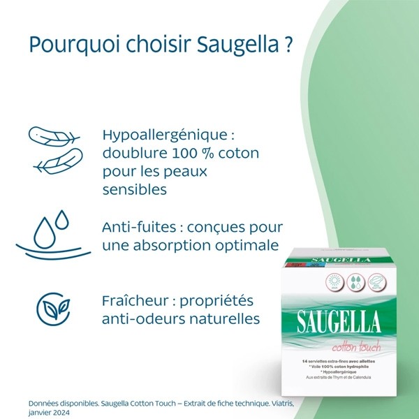 Saugella Cotton Touch Serviettes hygiéniques jour