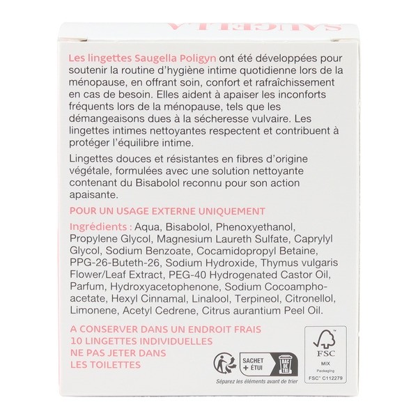 Saugella Poligyn Lingettes intimes sachets individuels