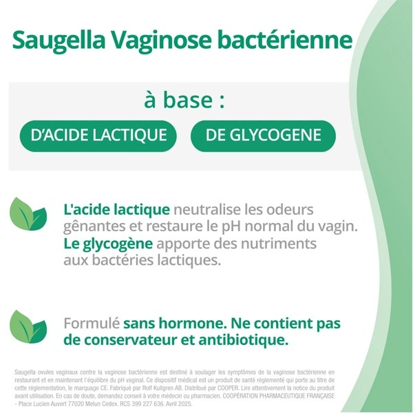 Saugella Vaginose bactérienne ovules vaginaux