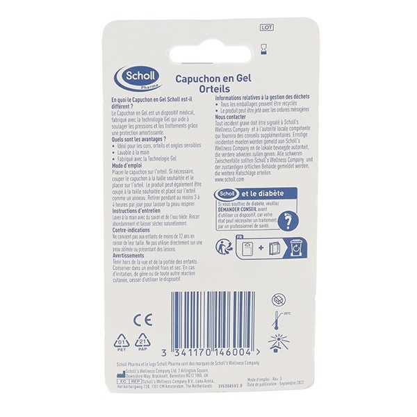 Scholl capuchon en gel Orteil