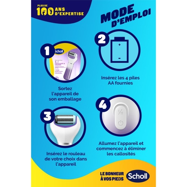 Scholl râpe électrique 2 en 1 exfoliante et lissante