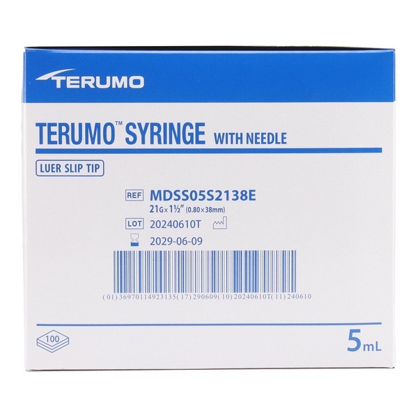 Seringue 3 pièces Terumo avec aiguille 21G par 100