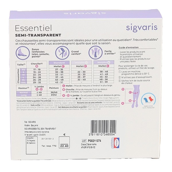 Sigvaris Essentiel Semi transparent Chaussettes de Contention Femme Classe 2