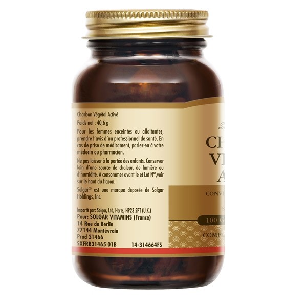 Solgar charbon végétal activé gélules