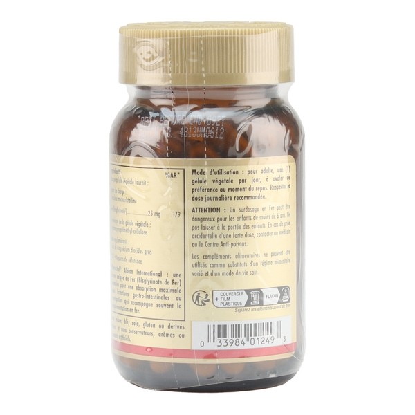 Solgar Gentle Iron Fer doux 25 mg gélules