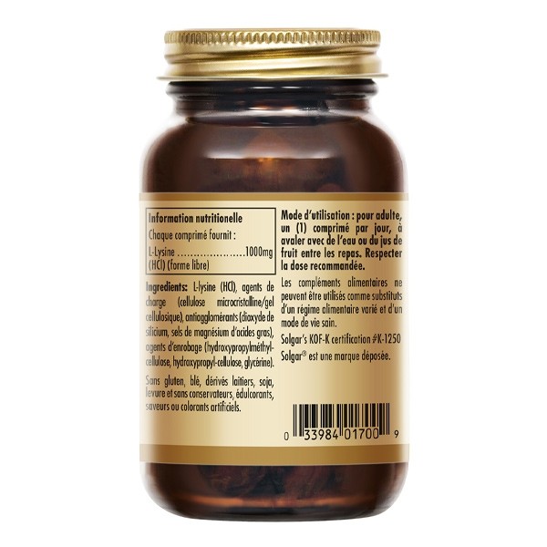 Solgar L-Lysine 1000 mg comprimés