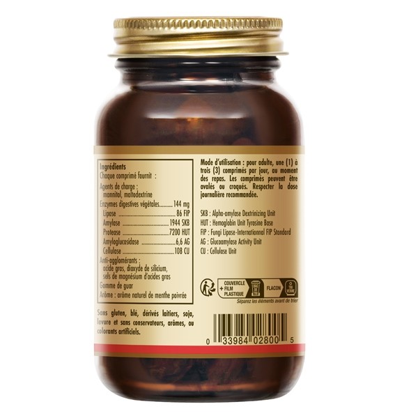 Solgar vegetarian digestives enzymes comprimés