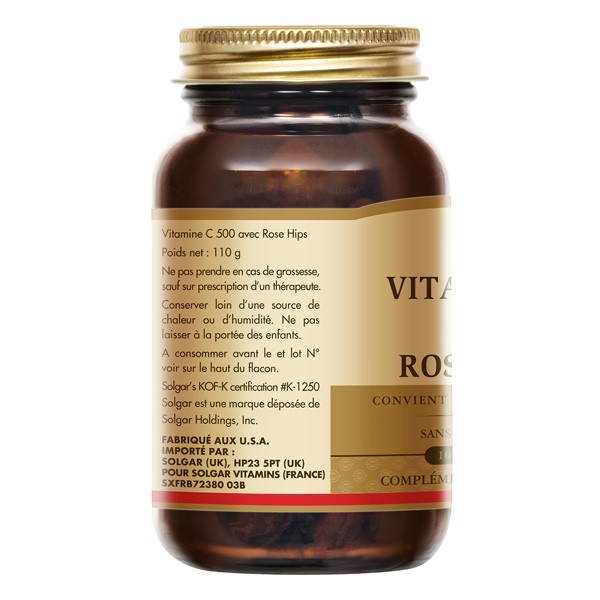 Solgar Vitamine C 500mg avec Rose hips comprimés