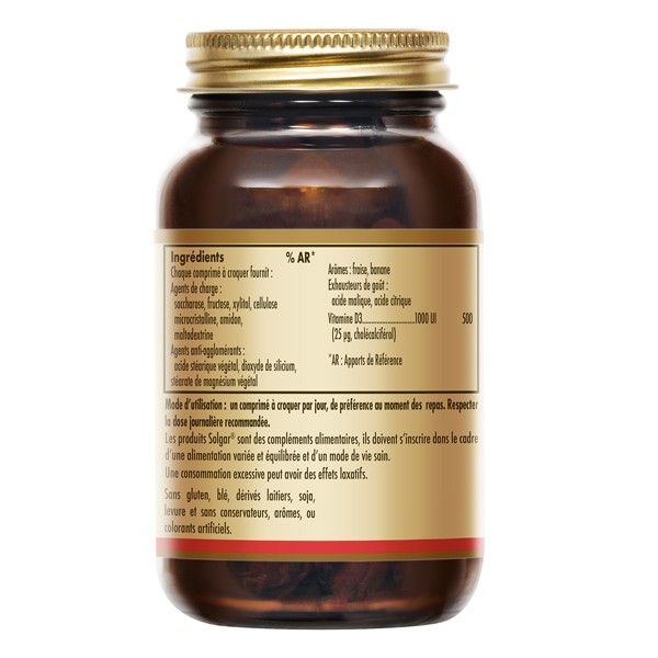 Solgar Vitamine D3 1000 UI comprimés à croquer