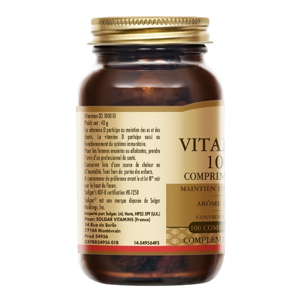 Solgar Vitamine D3 1000 UI comprimés à croquer