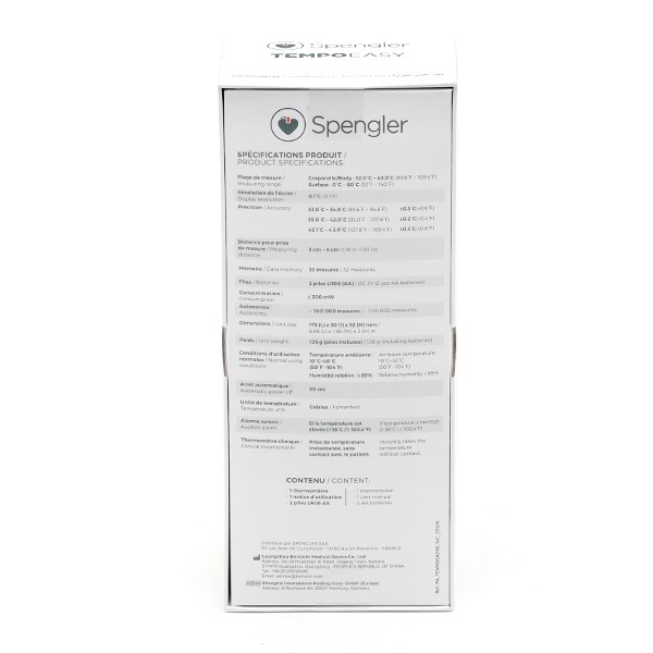 Thermomètre sans contact infrarouge Tempo Easy Spengler