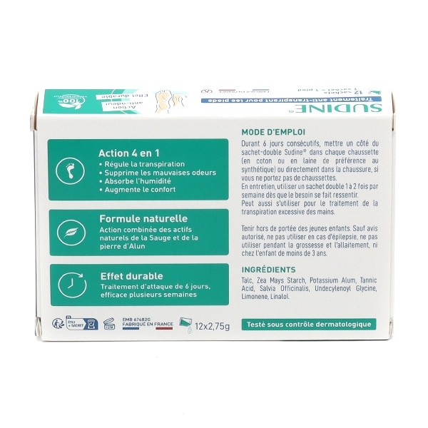 Sudine poudre anti transpirante sachets doubles