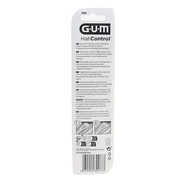 Gum HaliControl Gratte-langue double action