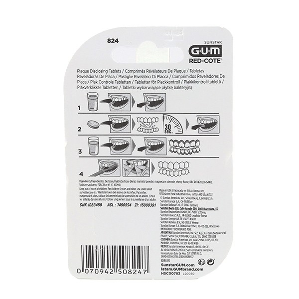 Gum Red Cote Révélateur de plaque comprimés