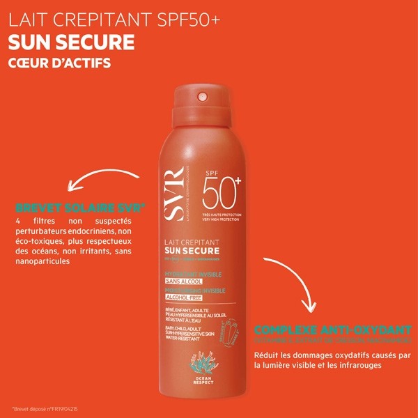 SVR Sun Secure lait crépitant solaire SPF 50+