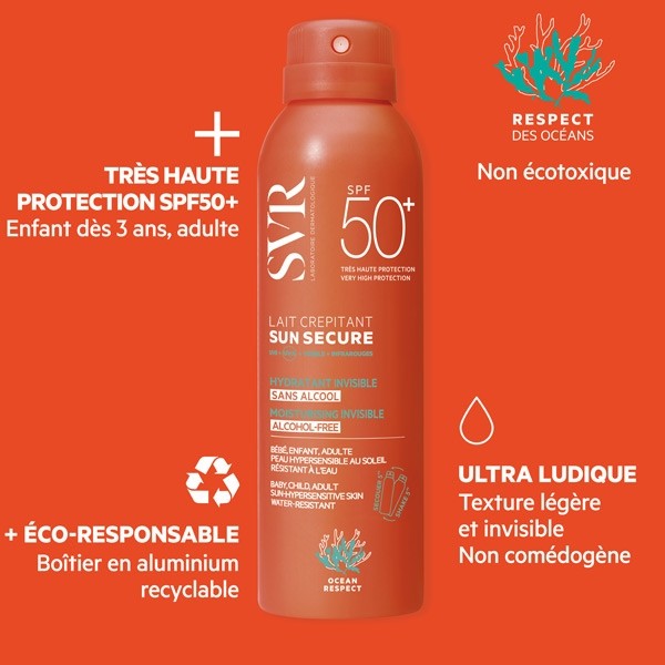 SVR Sun Secure lait crépitant solaire SPF 50+