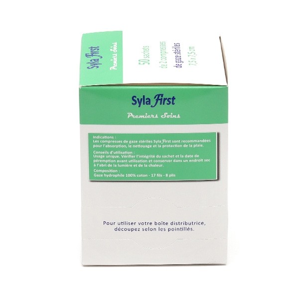 Syla First Compresses de gaze stériles 7,5 x 7,5 cm
