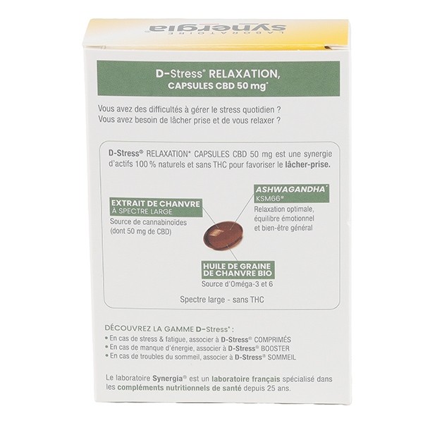 D Stress Relaxation CBD 50 mg & Ashwagandha capsules