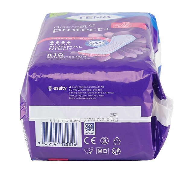 Tena Discreet Night Serviettes de nuit Normal 5 gouttes