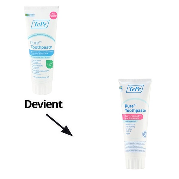 TePe Dentifrice Pure non aromatisé sans mousse