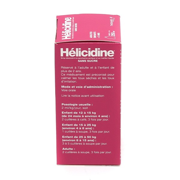 Helicidine sirop toux sèche sans sucre