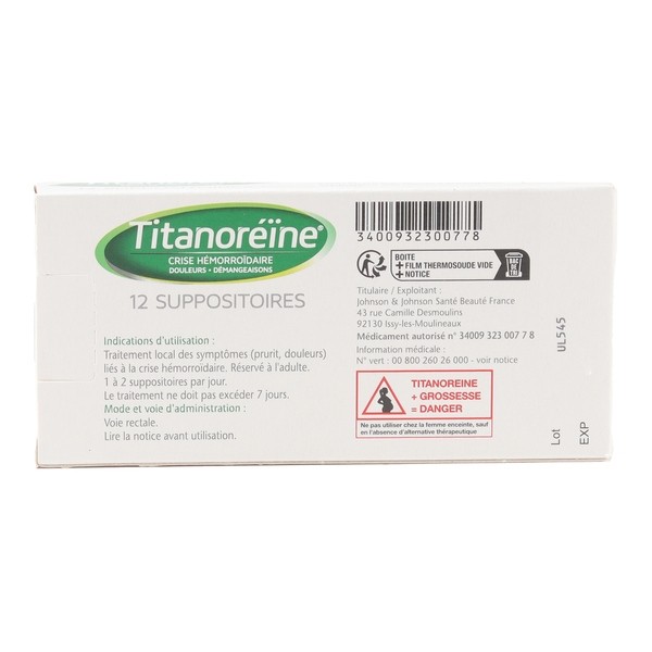 Titanoréine suppositoire Hémorroïdes