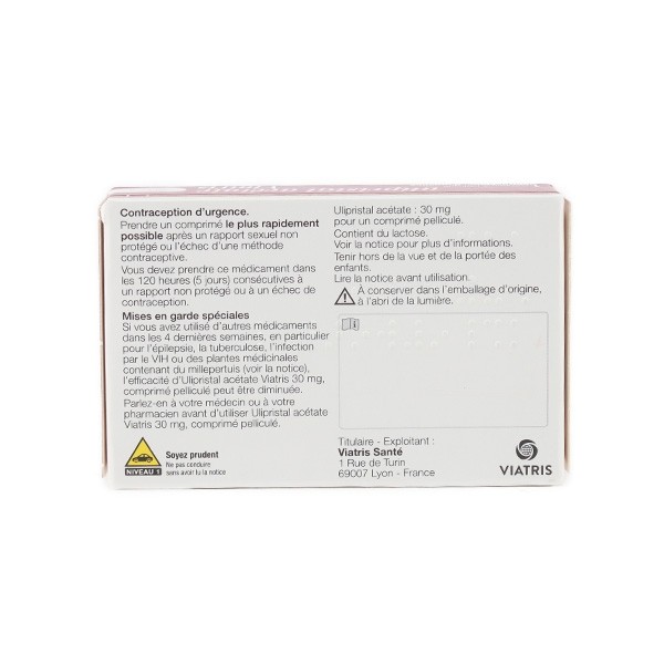Viatris ulipristal acétate 30 mg comprimé pelliculé