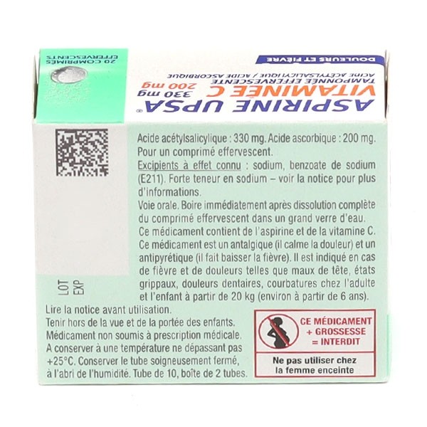 Aspirine vitaminée C Upsa comprimé effervescent