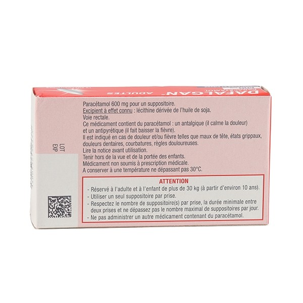 Dafalgan 600 mg suppositoire