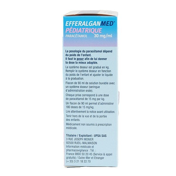 Efferalgan sirop pédiatrique Fraise