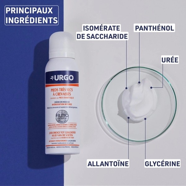 Urgo Crème en mousse pieds très secs à crevassés