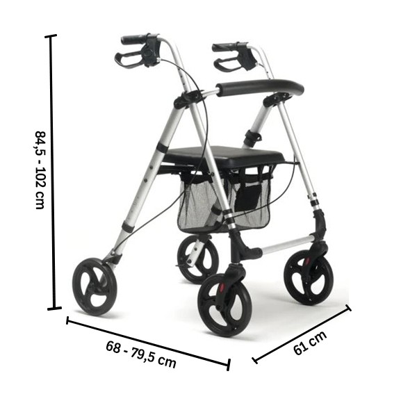 Déambulateur Rollator Ecoplus 4 roues avec panier