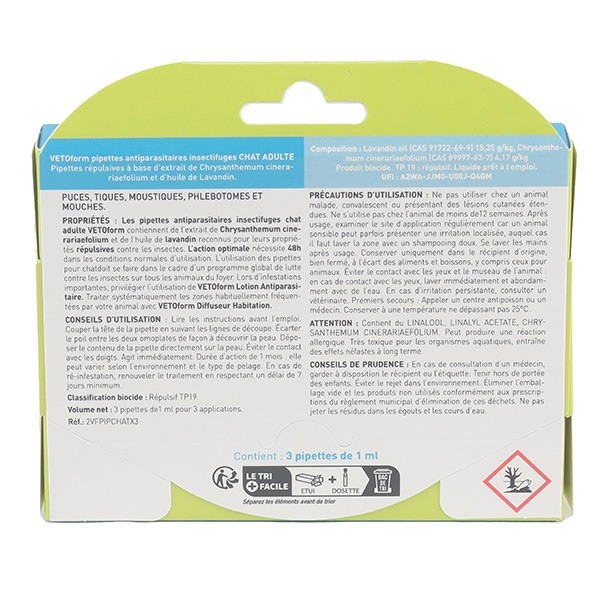 Vetoform antiparasitaire Chat pipettes