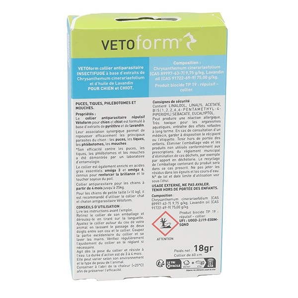 Vetoform Antiparasitaire Collier insectifuge chien et chiot