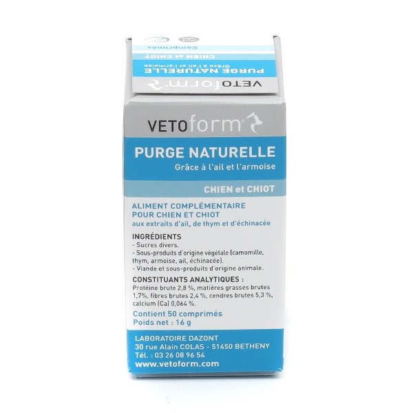 Vetoform Purge naturelle chien et chiot comprimés