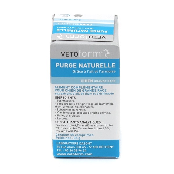 Vetoform Purge naturelle chien grande race comprimés