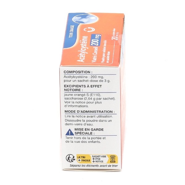 Acetylcysteine 200 mg Viatris poudre sachets